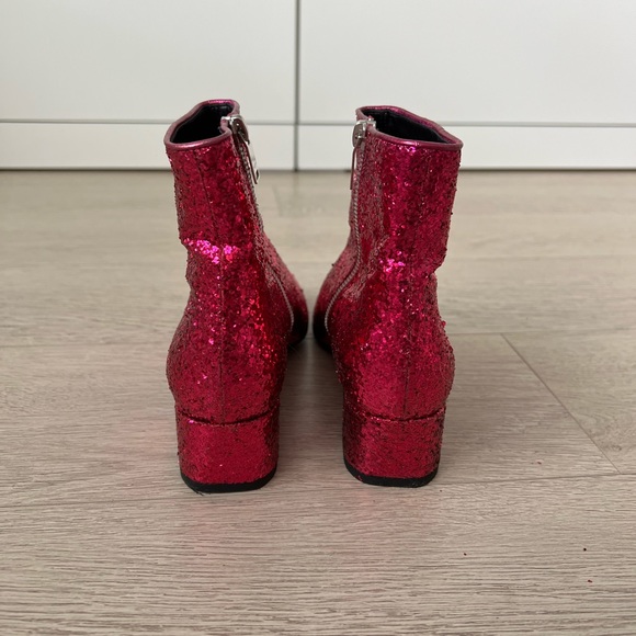 SAINT LAURENT RUNWAY 2014 PINK GLITTER BOOT HEDI SLIMANE ARCHIVE SZ 36.5 BABIES - Picture 6 of 11